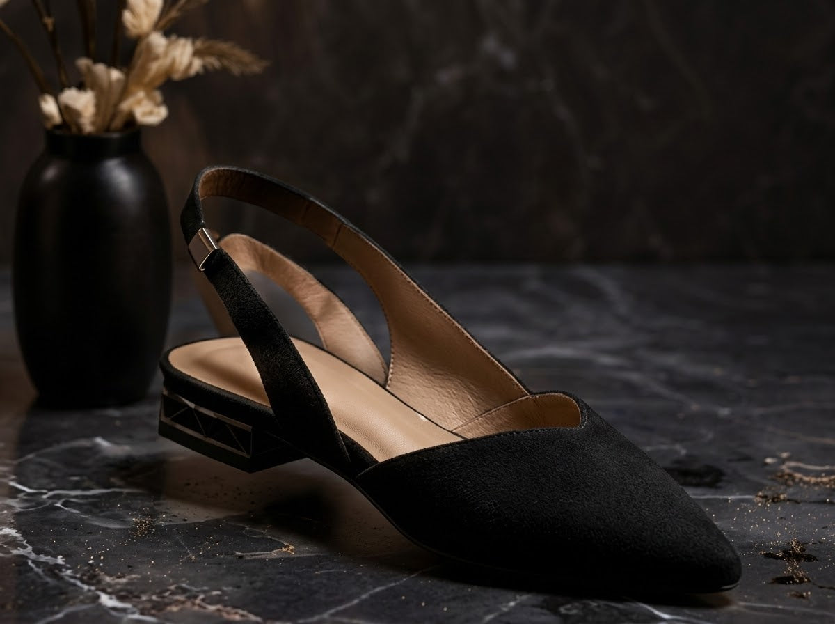 Sandales Slingback à Bout Pointu, Talon Bas