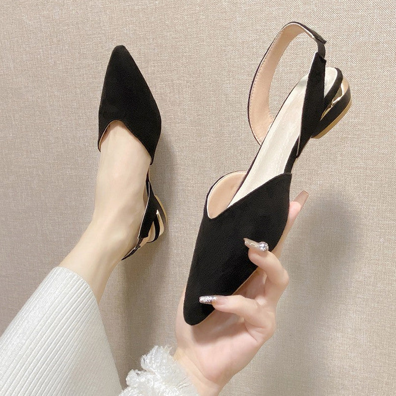 Sandales à bout pointu et talon bas, bride arrière slingback