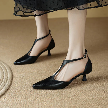Éléonore – Escarpins Salomé Rétro en Cuir Véritable