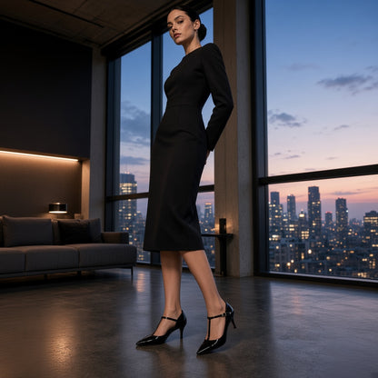 Éléonore – Escarpins Salomé Rétro en Cuir Véritable